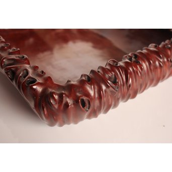 唐木自然木風刳物 随形煎茶盆/香盆　K452 