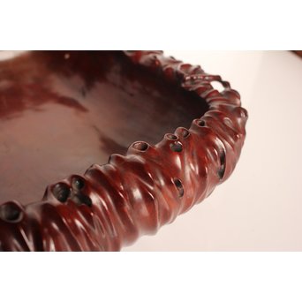 唐木自然木風刳物 随形煎茶盆/香盆　K452 