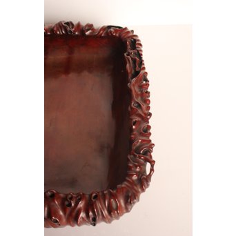 唐木自然木風刳物 随形煎茶盆/香盆　K452 