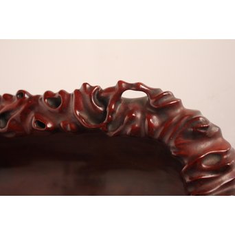 唐木自然木風刳物 随形煎茶盆/香盆　K452 