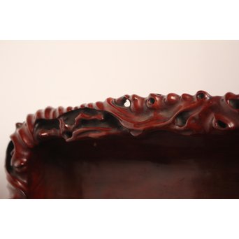 唐木自然木風刳物 随形煎茶盆/香盆　K452 