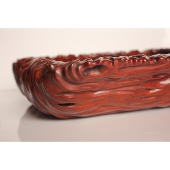 唐木自然木風刳物 随形煎茶盆/香盆　K452 