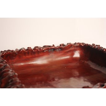 唐木自然木風刳物 随形煎茶盆/香盆　K452 