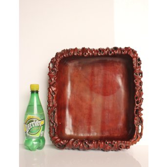 唐木自然木風刳物 随形煎茶盆/香盆　K452 