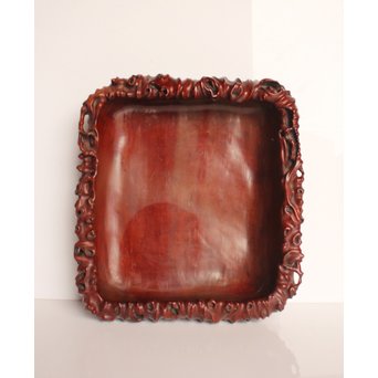 唐木自然木風刳物 随形煎茶盆/香盆　K452 