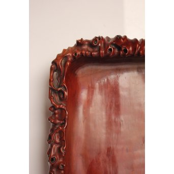 唐木自然木風刳物 随形煎茶盆/香盆　K452 