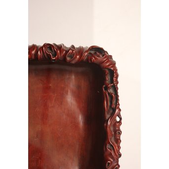 唐木自然木風刳物 随形煎茶盆/香盆　K452 