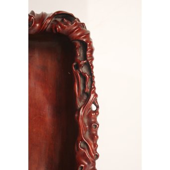 唐木自然木風刳物 随形煎茶盆/香盆　K452 