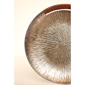 人間国宝 関谷四郎 73`徳力 純銀皿　S2919 