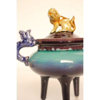 彩釉香炉 三代徳田 正彦/ 八十吉　K456 