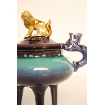 彩釉香炉 三代徳田 正彦/ 八十吉　K456 