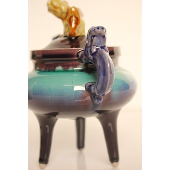 彩釉香炉 三代徳田 正彦/ 八十吉　K456 