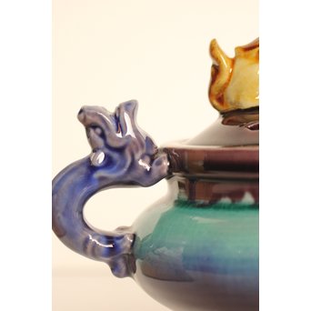 彩釉香炉 三代徳田 正彦/ 八十吉　K456 