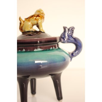 彩釉香炉 三代徳田 正彦/ 八十吉　K456 