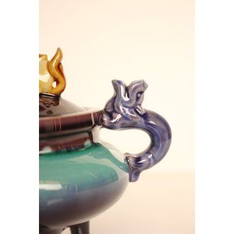 彩釉香炉 三代徳田 正彦/ 八十吉　K456 