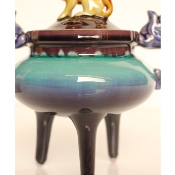 彩釉香炉 三代徳田 正彦/ 八十吉　K456 
