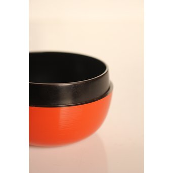 裏千家 淡々斎花押 松斉銘 朱刷毛目平棗　K461 