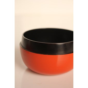 裏千家 淡々斎花押 松斉銘 朱刷毛目平棗　K461 