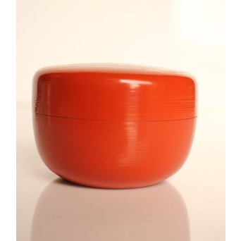 裏千家 淡々斎花押 松斉銘 朱刷毛目平棗　K461 