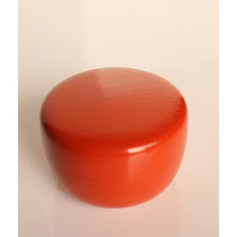 裏千家 淡々斎花押 松斉銘 朱刷毛目平棗　K461 