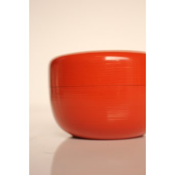 裏千家 淡々斎花押 松斉銘 朱刷毛目平棗　K461 