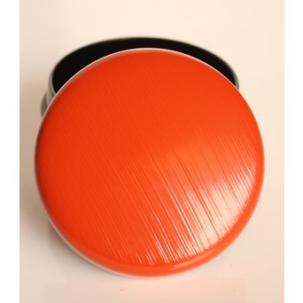 裏千家 淡々斎花押 松斉銘 朱刷毛目平棗　K461 