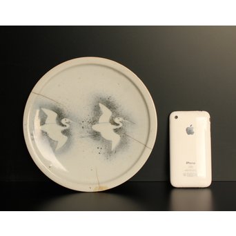 初期伊万里 吹墨鷺文中皿　S2922 