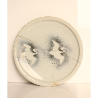 初期伊万里 吹墨鷺文中皿　S2922 