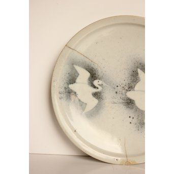 初期伊万里 吹墨鷺文中皿　S2922 