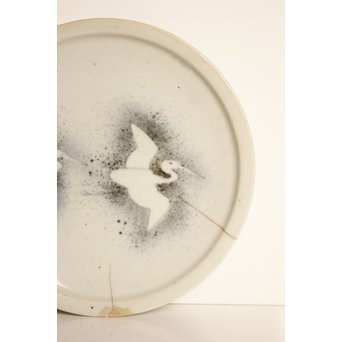 初期伊万里 吹墨鷺文中皿　S2922 