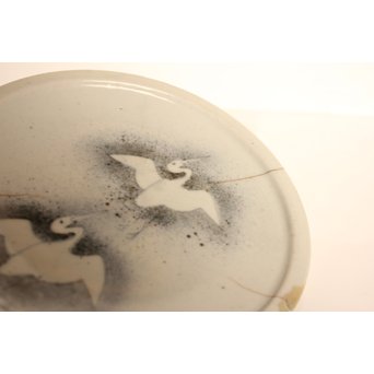 初期伊万里 吹墨鷺文中皿　S2922 