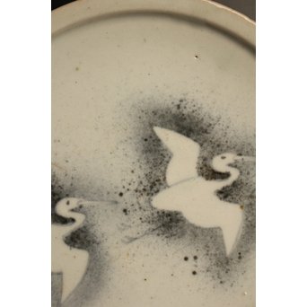 初期伊万里 吹墨鷺文中皿　S2922 