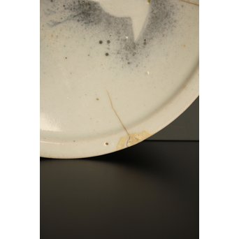 初期伊万里 吹墨鷺文中皿　S2922 