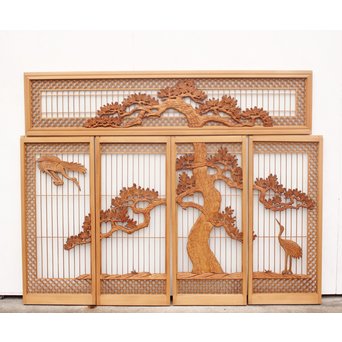 鶴松　七宝書院欄間5枚1組　R2052Y