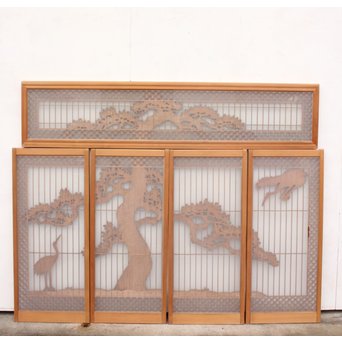 鶴松　七宝書院欄間5枚1組　R2052Y 