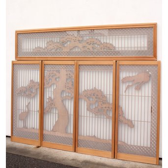 鶴松　七宝書院欄間5枚1組　R2052Y 