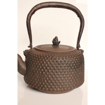 南部釜師造 大型座金付あられ鉄瓶　H477 