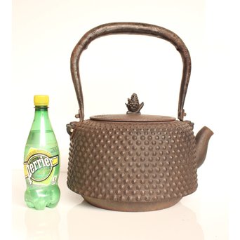 南部釜師造 大型座金付あられ鉄瓶　H477 