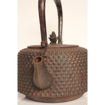 南部釜師造 大型座金付あられ鉄瓶　H477 