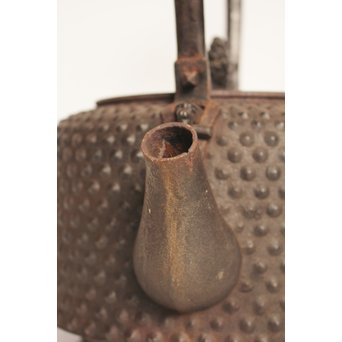 南部釜師造 大型座金付あられ鉄瓶　H477 