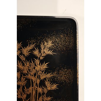 赤塚自得 黒画菊蒔絵御料紙硯　S2932 