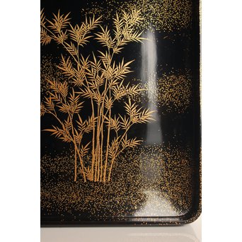 赤塚自得 黒画菊蒔絵御料紙硯　S2932 