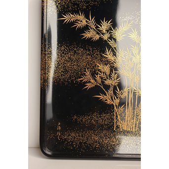 赤塚自得 黒画菊蒔絵御料紙硯　S2932 