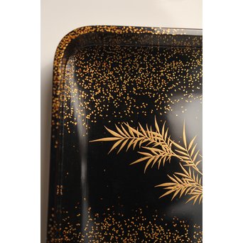 赤塚自得 黒画菊蒔絵御料紙硯　S2932 