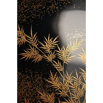 赤塚自得 黒画菊蒔絵御料紙硯　S2932 