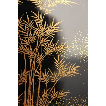 赤塚自得 黒画菊蒔絵御料紙硯　S2932 