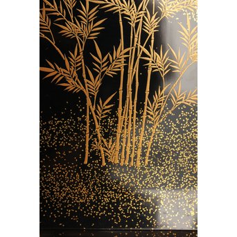 赤塚自得 黒画菊蒔絵御料紙硯　S2932 