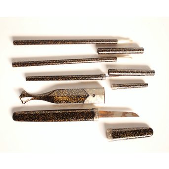 赤塚自得 黒画菊蒔絵御料紙硯　S2932 