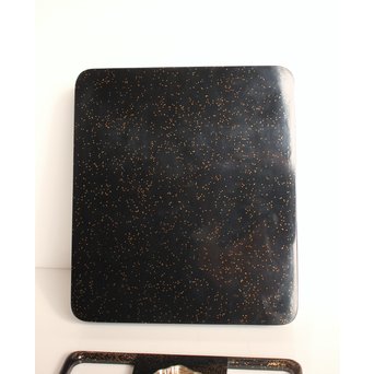 赤塚自得 黒画菊蒔絵御料紙硯　S2932 