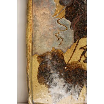 加山又造 鉄赤絵金銀彩 蔦文角皿　S2933 